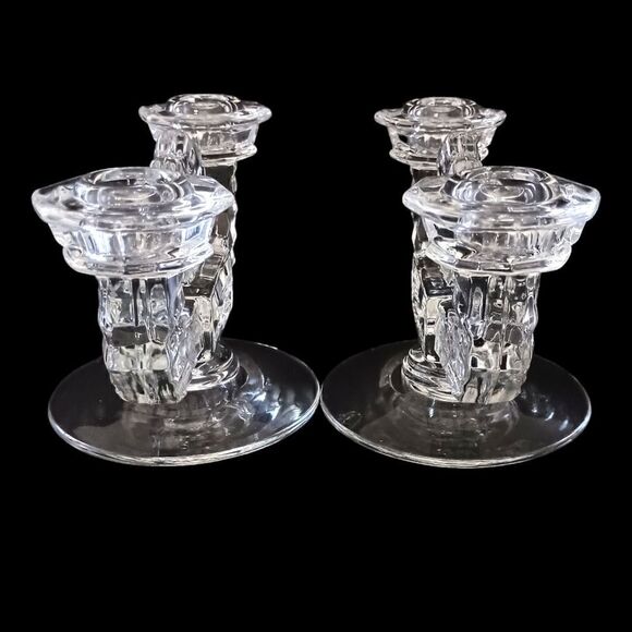 Fostoria American Clear Candlesticks Glass Double Holders Vintage Art Deco Pair. - Picture 14 of 16